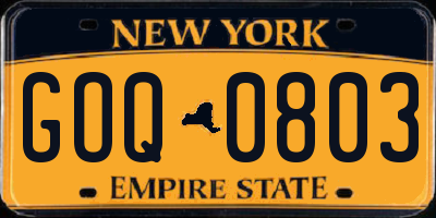 NY license plate GOQ0803