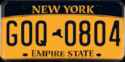 NY license plate GOQ0804