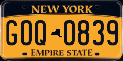 NY license plate GOQ0839