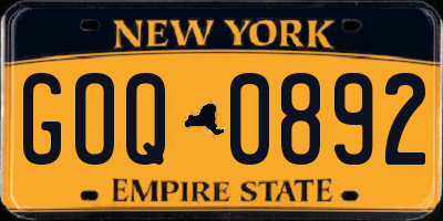 NY license plate GOQ0892