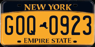 NY license plate GOQ0923