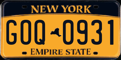 NY license plate GOQ0931