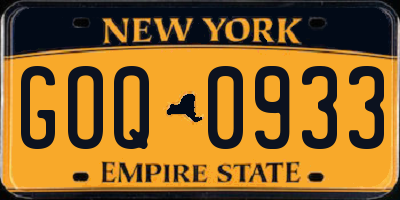 NY license plate GOQ0933