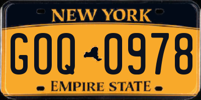 NY license plate GOQ0978