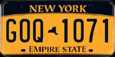NY license plate GOQ1071