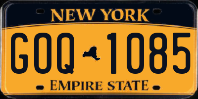 NY license plate GOQ1085