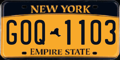 NY license plate GOQ1103