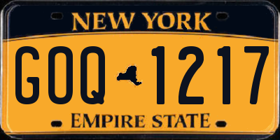 NY license plate GOQ1217