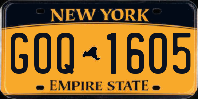 NY license plate GOQ1605