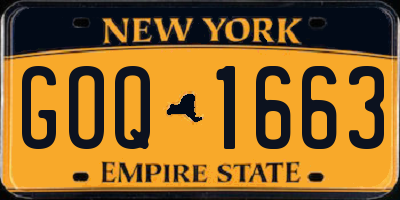 NY license plate GOQ1663