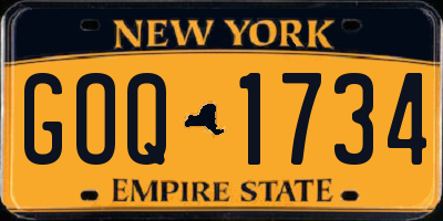 NY license plate GOQ1734