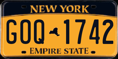 NY license plate GOQ1742