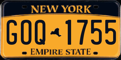 NY license plate GOQ1755