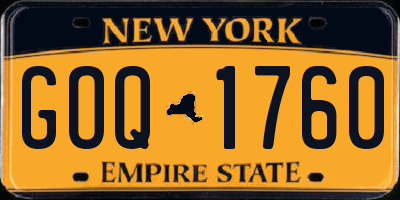 NY license plate GOQ1760