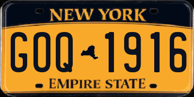 NY license plate GOQ1916