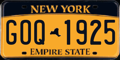 NY license plate GOQ1925