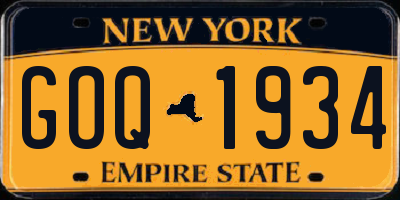 NY license plate GOQ1934