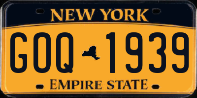 NY license plate GOQ1939