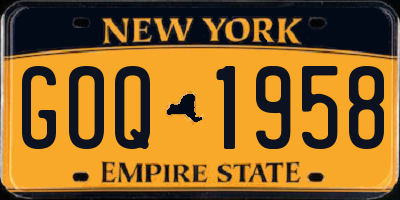 NY license plate GOQ1958