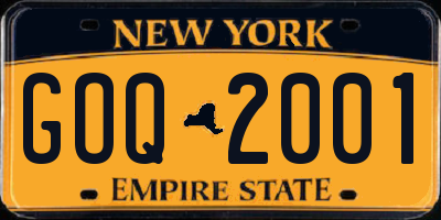 NY license plate GOQ2001