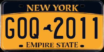 NY license plate GOQ2011