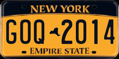 NY license plate GOQ2014
