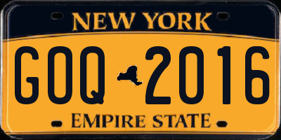 NY license plate GOQ2016