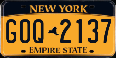 NY license plate GOQ2137