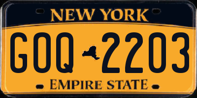 NY license plate GOQ2203
