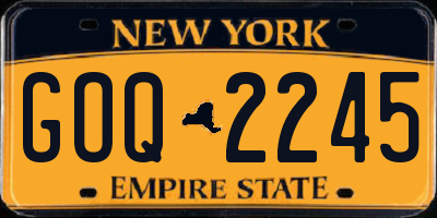 NY license plate GOQ2245