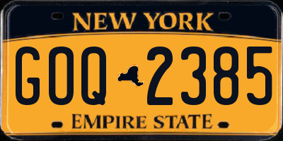 NY license plate GOQ2385