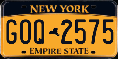 NY license plate GOQ2575