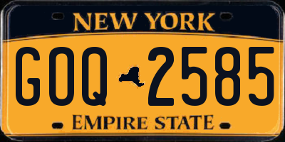 NY license plate GOQ2585