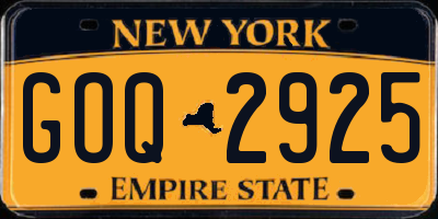 NY license plate GOQ2925