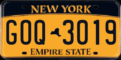 NY license plate GOQ3019