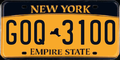 NY license plate GOQ3100