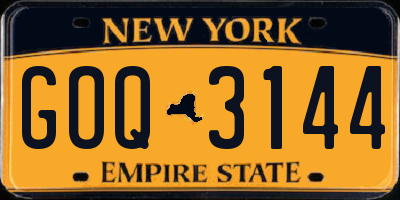 NY license plate GOQ3144