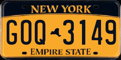 NY license plate GOQ3149
