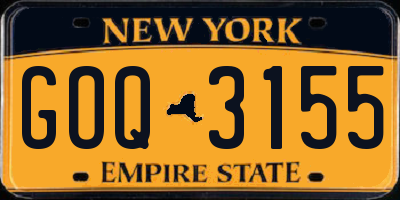 NY license plate GOQ3155