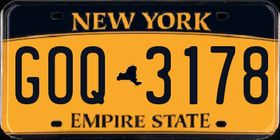 NY license plate GOQ3178