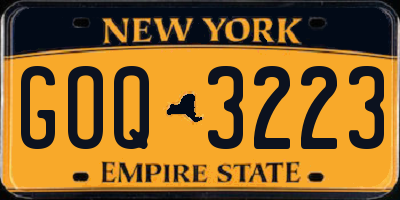 NY license plate GOQ3223