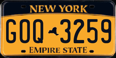 NY license plate GOQ3259