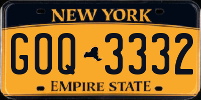NY license plate GOQ3332