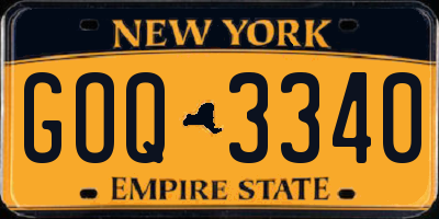 NY license plate GOQ3340