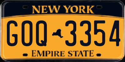 NY license plate GOQ3354