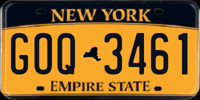 NY license plate GOQ3461