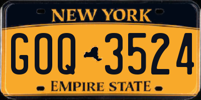 NY license plate GOQ3524
