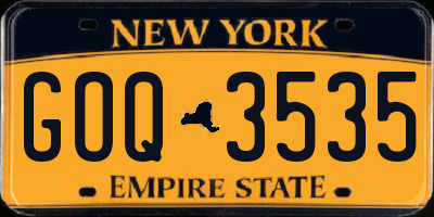 NY license plate GOQ3535
