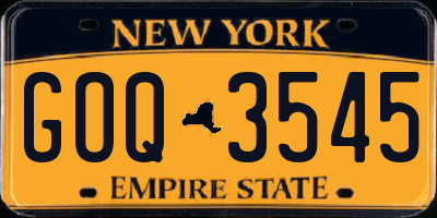 NY license plate GOQ3545