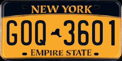 NY license plate GOQ3601